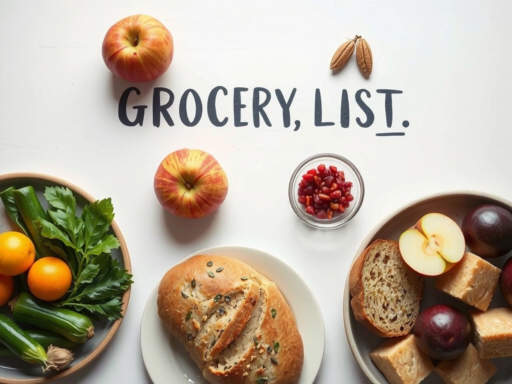 Aufgeräumte Einkaufsliste mit regionalen Zutaten